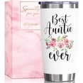 thumbnail image 1 of Best Auntie Gifts - 20 oz Tumbler Christmas Gift for Auntie, Aunts from Niece, Nephew Insulated Travel Cup Unique Thanksgiving Birthday Present Boxed Aunt Gift for Women/New Aunt/Aunt to Be/Great Aunt, 1 of 6