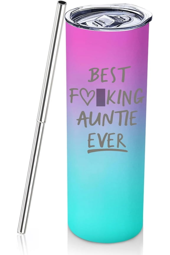 Best Auntie Tumbler Gifts for Auntie from Niece Mother''s Day Gifts for Auntie from Nephew 20 oz Skinny Tumbler Auntie Birthday Christmas Presents Auntie Bday Cup Gift Set With Lid Straw Keychain