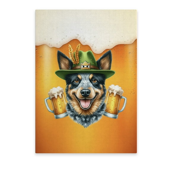Best Australian Cattle Dog Dad Proud Beer Lover Happy Oktoberfest Vertical Matte Canvas Poster Heeler Lover Gifts Wall Art Home Decor - 02016