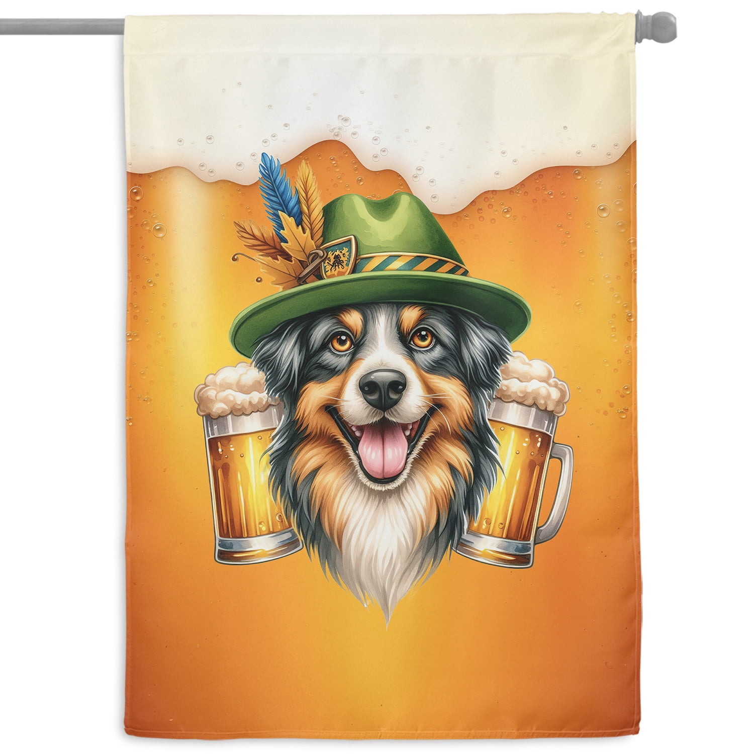 Best Australian Shepherd Dad Proud Beer Lover Happy Oktoberfest House Flag 28x40in Double Sided Aussie Dog Lover Gifts Outdoor Decor - 02016