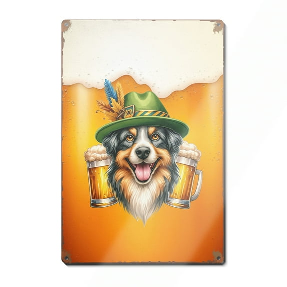 Best Australian Shepherd Dad Proud Beer Lover Happy Oktoberfest Vertical Metal Aluminum Sign Aussie Dog Lover Gifts Wall Art Home Decor - 02016