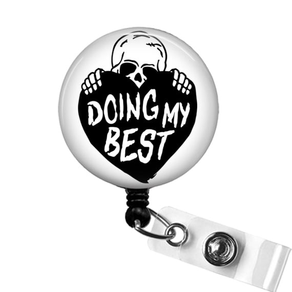 Doing My Best Badge Reel Funny Skeleton ID Clip for Nurses, Office Staff, Sarcastic Work Gift | Scrapheart