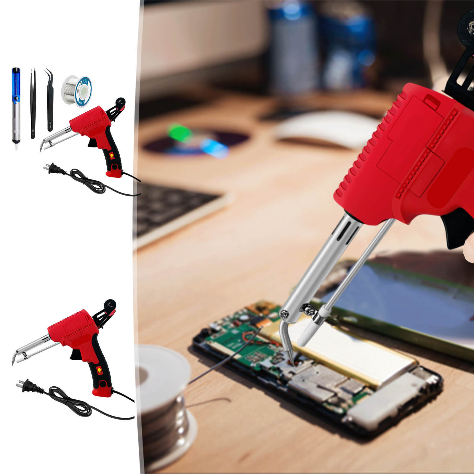 Best Bargains 60W Professional Soldering Iron Kit with Detachable Wire Bracket, Automatic Tin Feed, and Ergonomic Design - Ideal for DIY Electronics, Jewelry Repair, and Home Maintenance - 110V