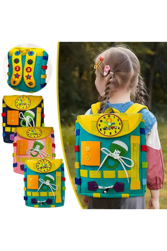 Best Bargains Educational Busy Board Backpack for Toddlers 1-3 Years - Multi-Activity Learning Toy with Zippers, Buttons, Buckles & Storage - Sensory Development & Fine Motor Skills Training Backpack