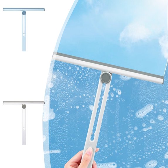 Best Bargains Foldable Window Squeegee with 180° Rotation - Versatile Glass & Mirror Cleaner for Home Bathrooms, Countertops | Scratch-Free Design, White/Blue, Handheld Wiper for Easy Cleaning