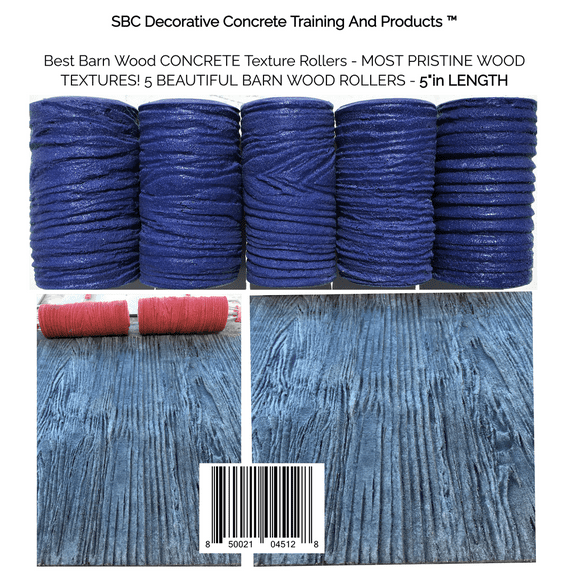 Best Barn Wood Concrete Texture Rollers - Most Pristine Wood Textures! 5 Beautiful Barnwood Rollers - 5" Length