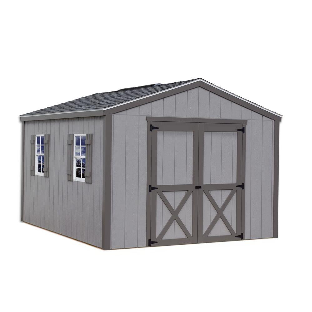 Elm 10' x 12' Gray Wood Storage Shed Kit with Windows