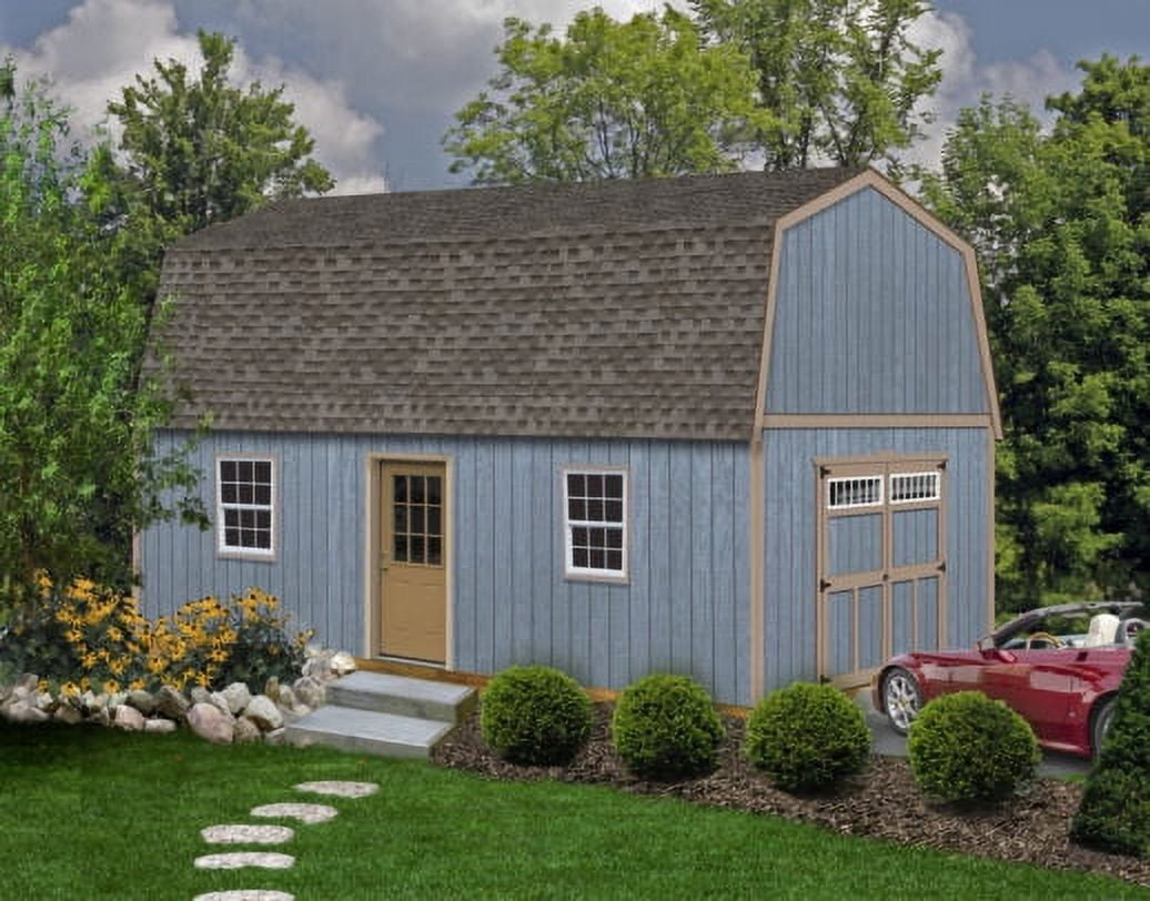 Pinewood 16 ft x 14 ft Gray Wood Storage Shed Kit with Windows