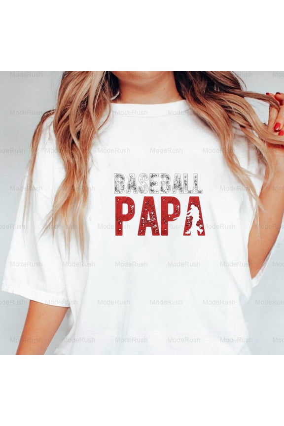 Best Baseball Papa Ever Funny Grandpa Sports Fan Father's Day Unisex T-Shirt, up to size 5XL-TS WHITE
