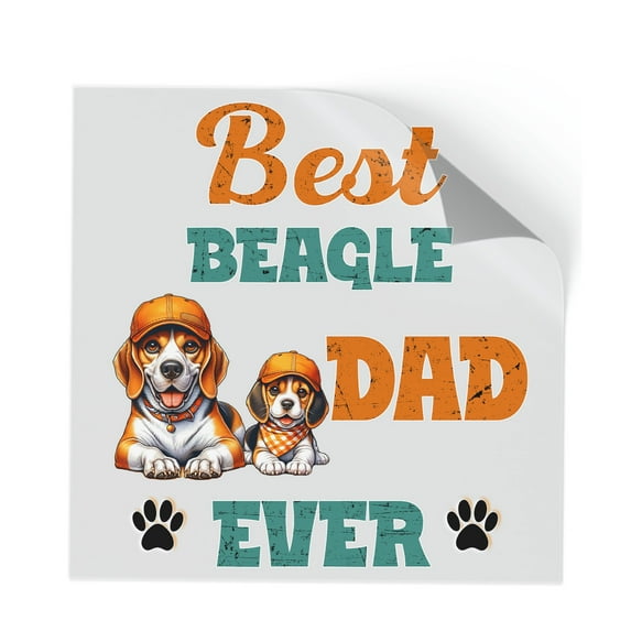 Best Beagle Dad Ever Happy Father's Day Cutout Transfer Sticker Beagles Dog Lover Gifts Idea Transparent Decal Art Decor - 02006