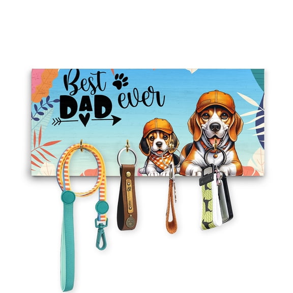 Best Beagle Dad Ever Happy Father's Day Wood Key Holder Beagles Dog Lover Gifts Idea Wall-mounted Key Rack Home Decor - 02006