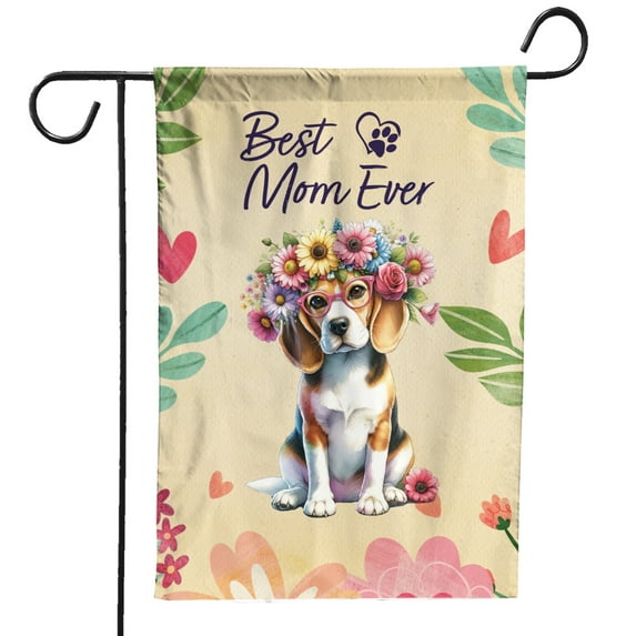 Best Beagle Mom Ever Happy Mother's Day Garden Flag 12x18in Double Sided Beagles Dog Lover Gifts Idea Outdoor Decor - 02002