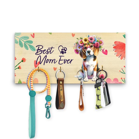 Best Beagle Mom Ever Happy Mother's Day Wood Key Holder Beagles Dog Lover Gifts Idea Wall-mounted Key Rack Home Decor - 02002