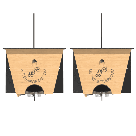 Best Bee Brothers Carpenter Bee Turbo Trap 2.0 with Bee Vault 2, Outdoor, Black Roof, Trap, Pair