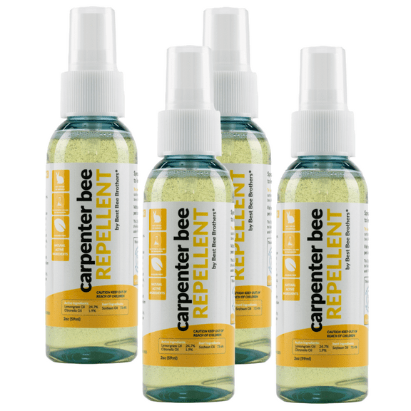 Best Bee Brothers Citrus Carpenter Bee Repellent Spray, Effective Long-Lasting Citrus Spray Made with Essential Oils, 2 Oz. (4 Pack)