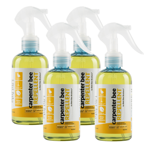 Best Bee Brothers Citrus Carpenter Bee Repellent Spray, Effective Long-Lasting Citrus Spray Made with Essential Oils, 8 Oz. (4 Pack)