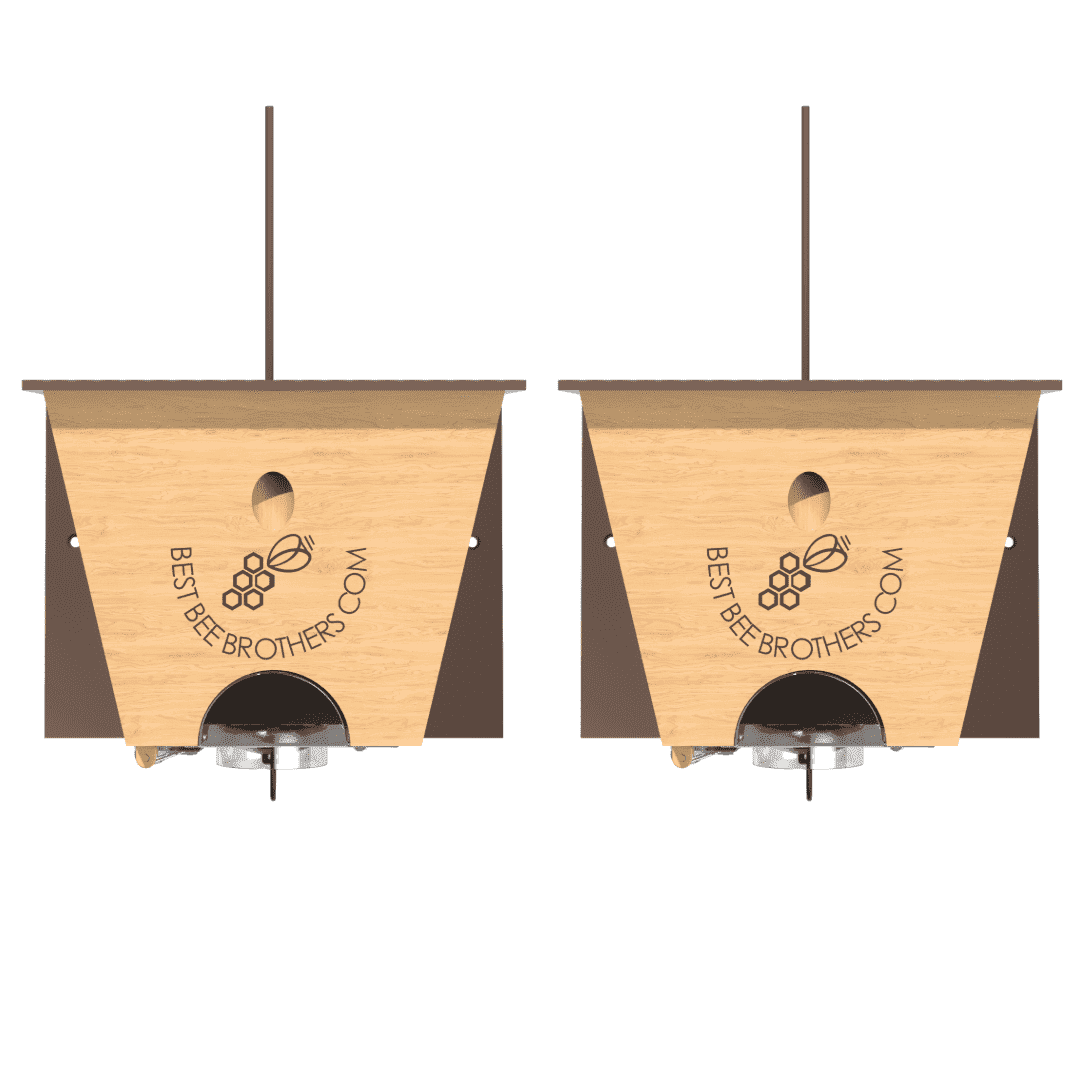 Best Bee Brothers Turbo Trap 2.0 with Bee Vault Outdoor 1-Door Carpenter Bees Trap, 2 Count, Brown Roof