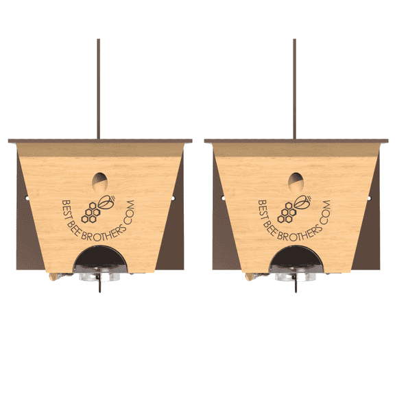 Best Bee Brothers Turbo Trap 2.0 with Bee Vault Outdoor 1-Door Carpenter Bees Trap, 2 Count, Brown Roof