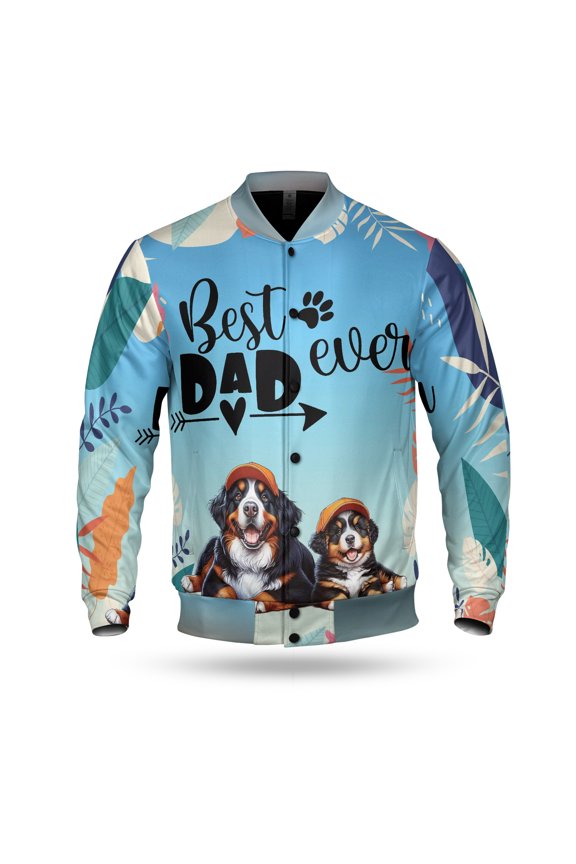 Best Bernese Mountain Dog Dad Ever Happy Father's Day All Over Print 3D Baseball Jacket Berner Lover Gifts Bomber Jacket Softball - 02006