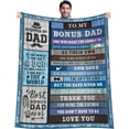 thumbnail image 1 of Best Bonus Dad Blanket Gifts from Daughter Son in Law Step Dad Fathers Day Birthday Gifts | to Bonus Dad Gifts | Christmas Bday Presents for Father in Law Throw Blanket 50” X 60", 1 of 5