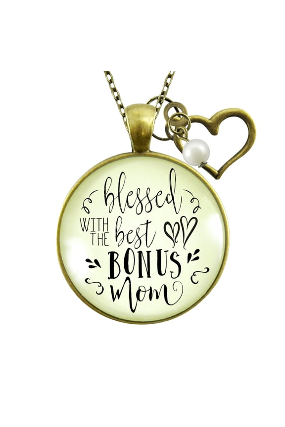 Best Bonus Mom Gutsy Goodness Bronze Metal Necklace Stepmom Godmother Adult Female