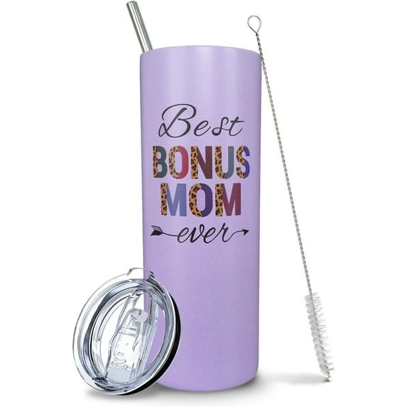 Best Bonus Mom Tumbler, Bonus Mom Gifts from Daughter Son, Step Mom Travel Mug Cup, Mother in Law Tumbler, Christmas Gift, Mothers Day Gifts for Mother in Law, Aunt, Stepmom, Bonus Mom, Boyfriends Mom