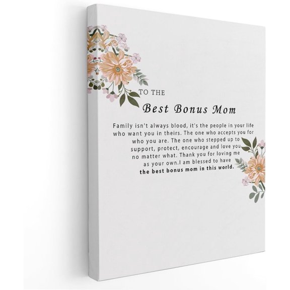 Best Bonus Mom Wall Art - Bonus Mom Gifts from Daughter, Bonus Mom Mother''s Day Gifts, Best Bonus Mom Gifts, Framed 11x14