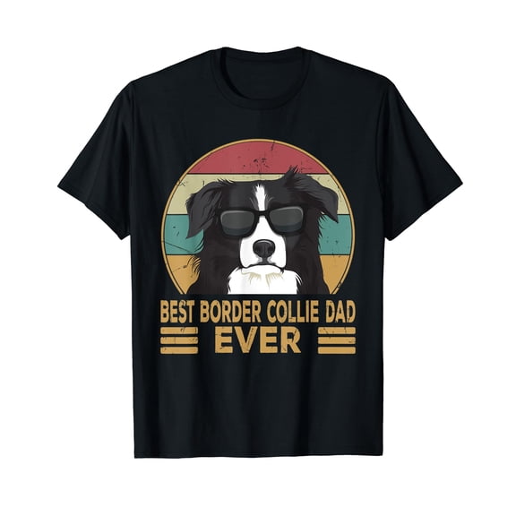 Best Border Collie Dad Ever Funny Dog Gift for Men and Boys Black T-Shirt