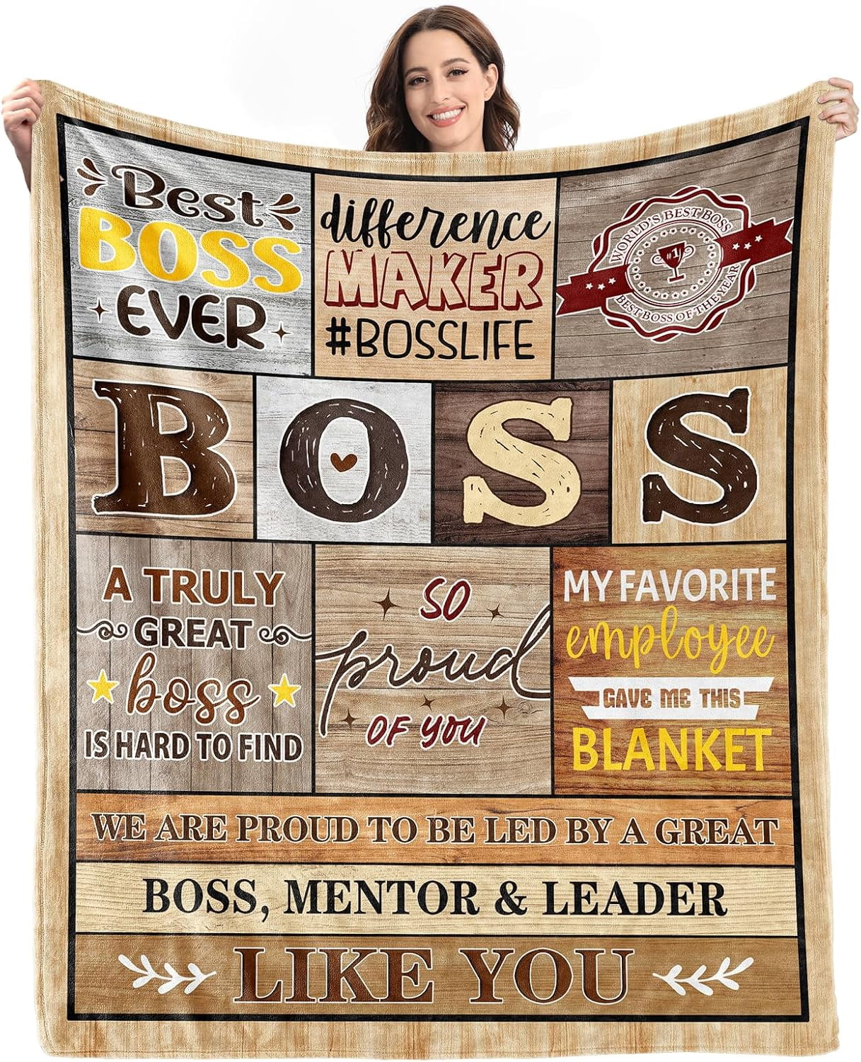 Best Boss Ever Gifts - Boss Day Gifts for Her - Gifts for Female Boss Blanket - Boss Appreciation Gifts - Christmas Birthday Gifts for Boss Women - National Boss Day Gifts for Him Boss Men