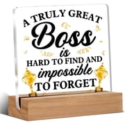 Best Boss Gift for Women Men - Gifts for Boss - Thank You Appreciation Gift for Boss Leader Mentor - Meaningful Gifts for Boss - a Truly Great Boss Clear Desk Decorative Sign Home Decor