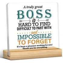 Best Boss Gifts, Boss Gift for Men Women, Appreciation Gift for Boss, Cool Gifts for Bosses, a Truly Great Boss Is Hard to Find Acrylic Desk Sign Decor 4x4 Inch