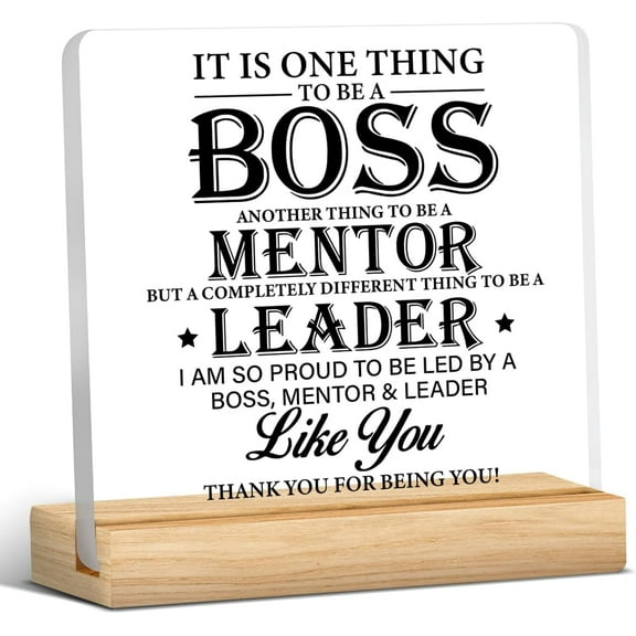 Best Boss Gifts, Boss Gifts for Women Men, Thank You Appreciation Gifts for Boss Mentor Leader, Boss Acrylic Desk Sign Office Decor 4x4 Inch