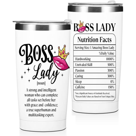 Best Boss Gifts for Women Tumbler, 20oz Stainless Steel Insulated Coffee Tumbler with Lid, Inspirational Tumblers, Boss Lady Gifts for Women Her Coworker Employer Christmas Birthday Gift