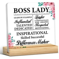 Best Boss Lady Gift, Boss Gifts for Women, Thank You Gifts for Boss Lady Leader Mentor, Boss Lady Acrylic Desk Sign Office Decor 4x4 Inch