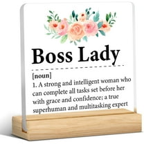 Best Boss Lady Gift Clear Desk Decorative Sign Boss Lady Definition Acrylic Plaque Sign 4x4 Inch Sign Home Office Desk Decor, Thank You Gift for Boss Lady