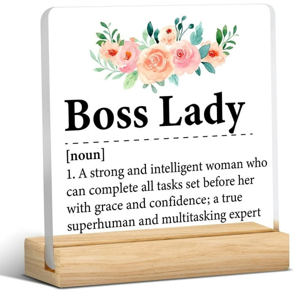 Best Boss Lady Gift Clear Desk Decorative Sign Boss Lady Definition Acrylic Plaque Sign 4x4 Inch Sign Home Office Desk Decor, Thank You Gift for Boss Lady