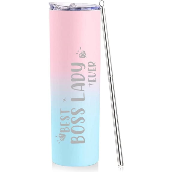 Best Boss Lady Gifts For Women Boss Gifts 20oz Boss Lady Cup Boss Day Gift for Female Boss Birthday Christmas Farewell Leaving Job Gifts for Women Presents for Boss Lady Skinny Tumbler With Lid Straw