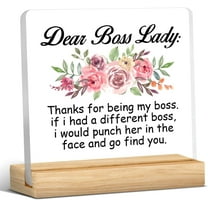 Best Boss Lady Gifts for Women, Thank You Gifts for Boss Lady, Boss Lady Appreciation Gift, Dear Boss Lady Acrylic Desk Sign Decor 4x4 Inch