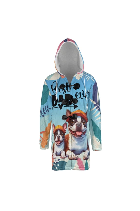 Best Boston Terrier Dad Ever Happy Father's Day All Over Print 3D Hooded Duffle Toggle Coat Gentleman Dog Lover Gifts - 02006