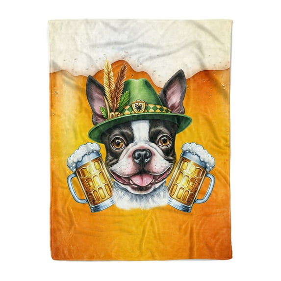 Best Boston Terrier Dad Proud Beer Lover Happy Oktoberfest Cozy Fleece Blanket Gentleman Dog Lover Gifts Warm Soft Throw Blanket - 02016