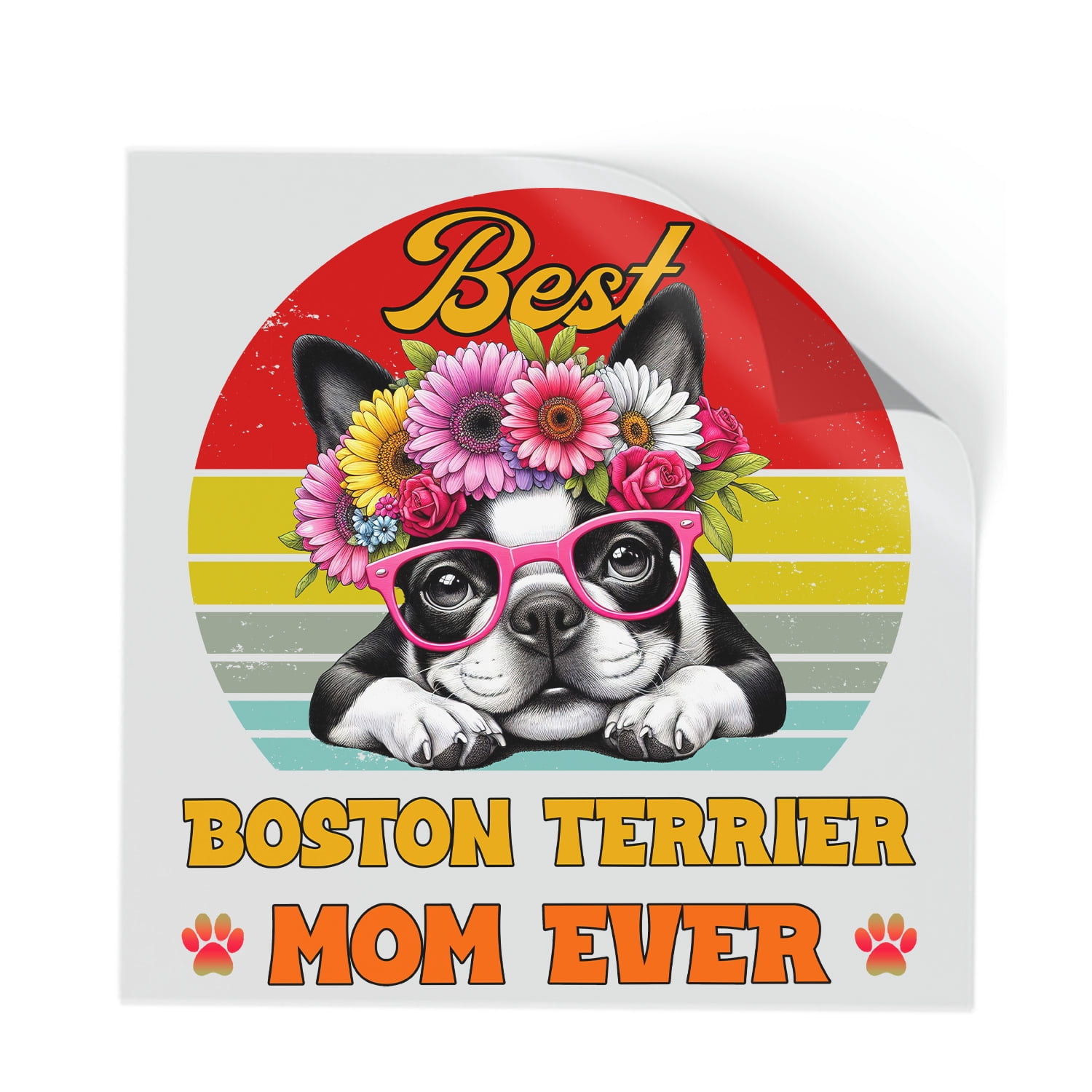 Best Boston Terrier Mom Ever Happy Mother's Day Cutout Transfer Sticker ...