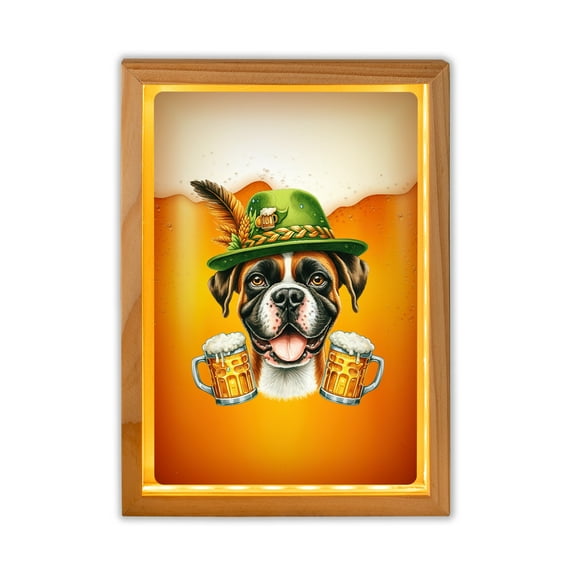 Best Boxer Dad Proud Beer Lover Happy Oktoberfest Acrylic Plaque with Wood Photo Frame Box Boxers Dog Lover Gifts Idea Light Box - 02016