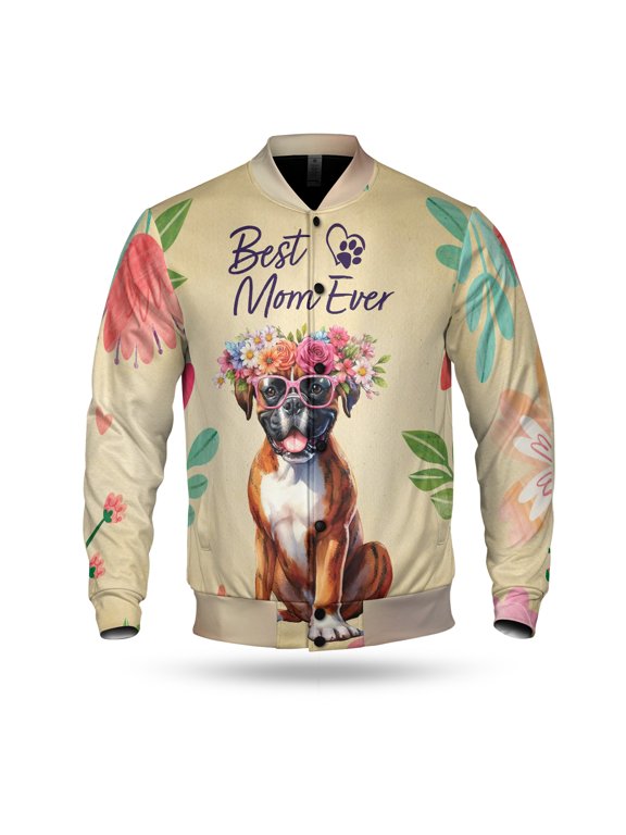 Best Boxer Mom Ever Happy Mother's Day All Over Print 3D Baseball Jacket Boxers Dog Lover Gifts Idea Bomber Jacket Softball - 02002
