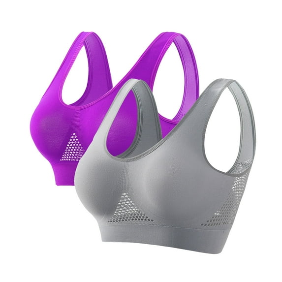 Ahabrexf Sports Bras for Women Seamless Bra Wirefree Yoga Bra with Removable Pads,Breathable Bra Cool Air ,Womens Underwear Breathable Large Size Snug Bras No Steel Ring Seamless Underwear for Women