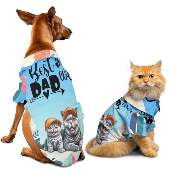 Best British Shorthair Dad Ever Happy Father's Day Hawaiian Summer Shirt for Small Medium Large Dog Cat Cat Lover Kitten Owner Gifts - 02006