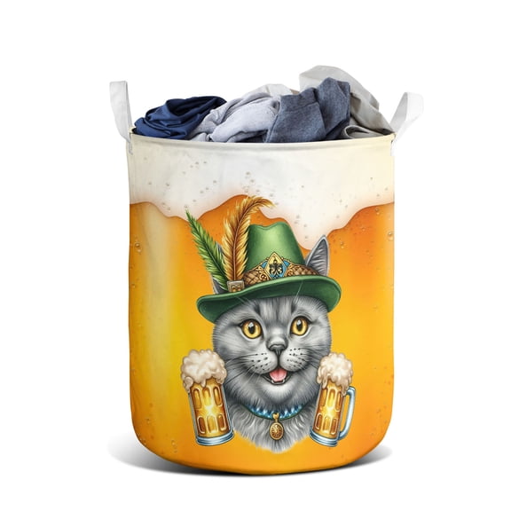 Best British Shorthair Dad Proud Beer Lover Happy Oktoberfest Foldable Laundry Basket Cat Lover Kitten Owner Gifts Organizer Storage with Handles - 02016