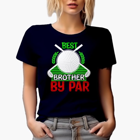 Best Brother by Par Pun with Ball & Clubs, Golf Player, Golfing or Golfer Themed Merch Gift, Navy Blue T-Shirt, X-Large