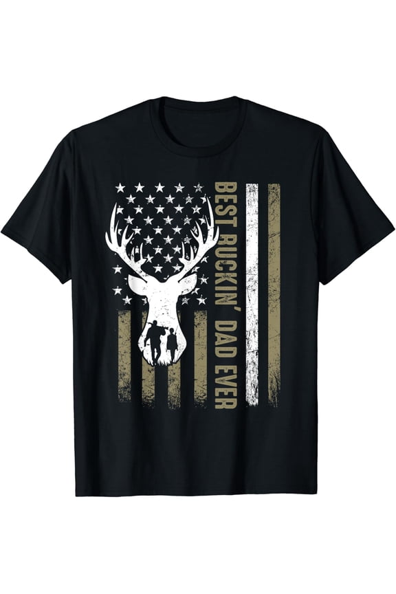 Best Buckin' Dad Ever Deer Hunting American Flag T-Shirt