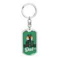thumbnail image 1 of Best Buckin' Dad Ever Green Swivel Keychain Dog Tag Stainless Steel or 18k Gold, 1 of 10