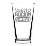 Best Buckin Uncle Ever Pint Glass, Hand Engraved, 16oz Etched Fun Gift, Unique Barware, Personalized Drinkware, Christmas Gift